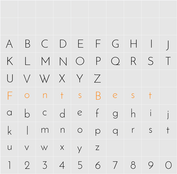 Josefin Sans Character Map