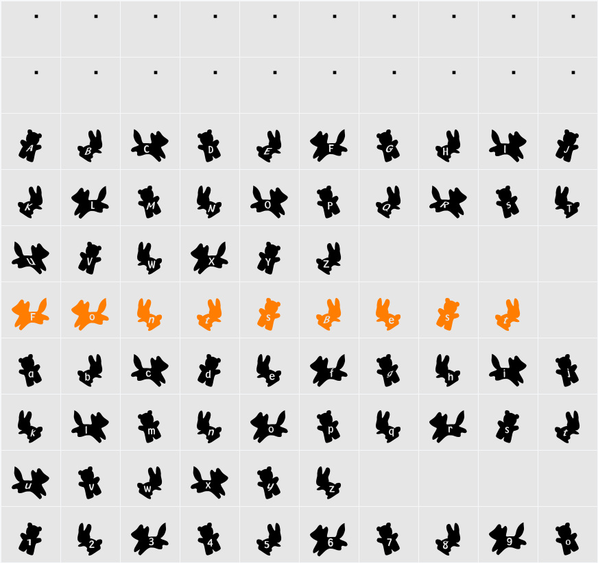 ani Font Character Map