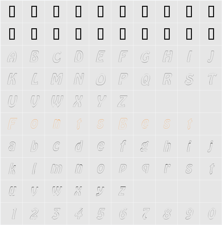 GuthrieOutline Character Map