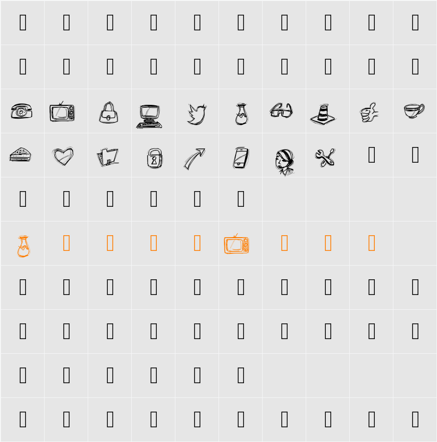 PWIcons Character Map