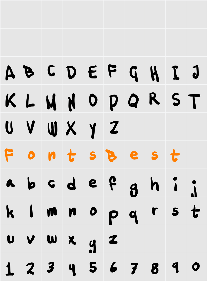 Tusch Touch 2 Character Map