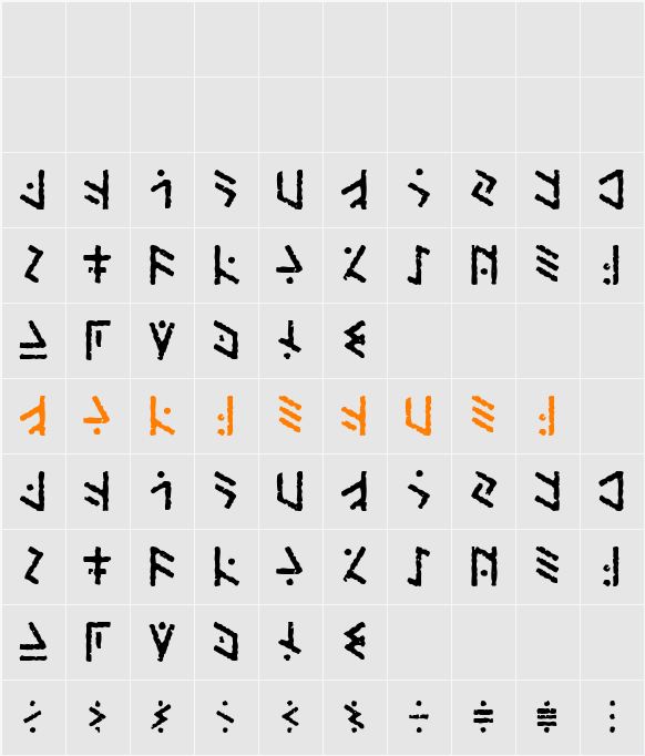 Temphis Brick Character Map
