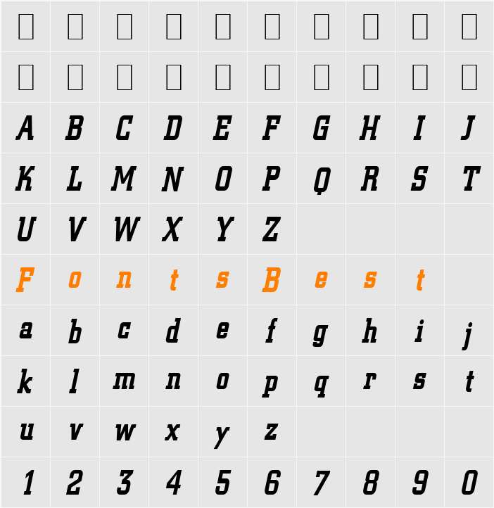 Geo 957-Condensed Character Map