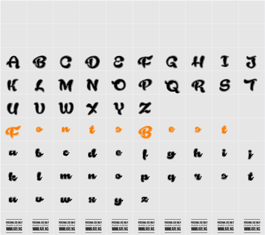Rough Rakoon PERSONAL USE Character Map