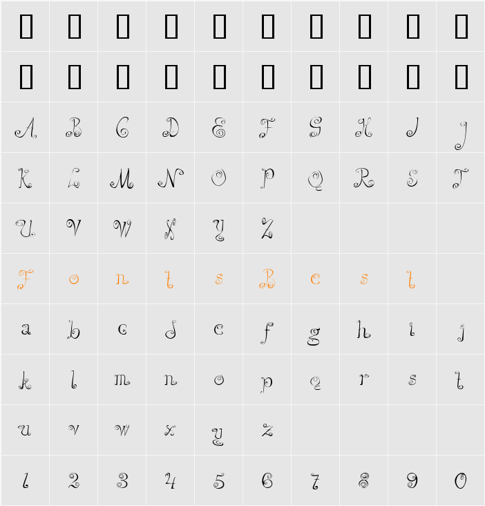 Pizzicato Character Map