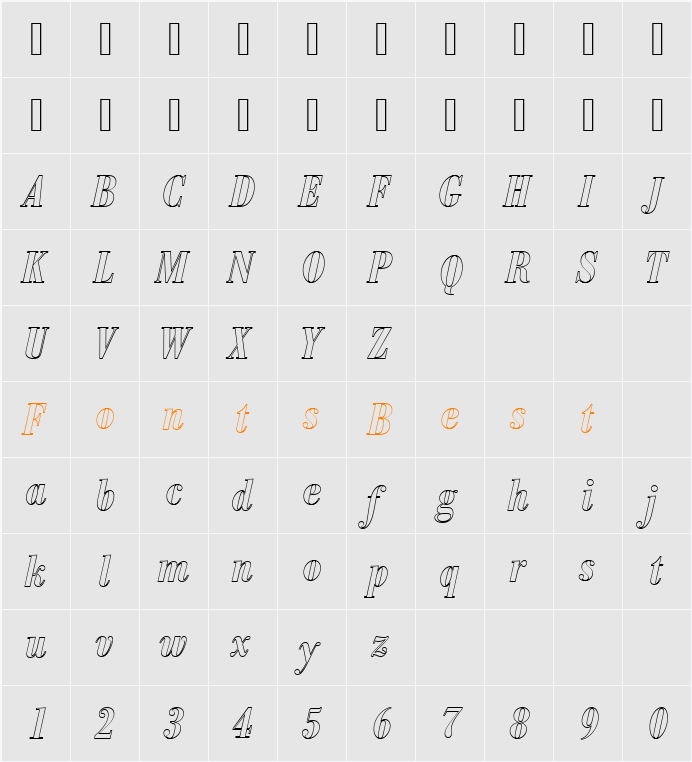 BodoniAntTDemBolConItaOu1 Character Map