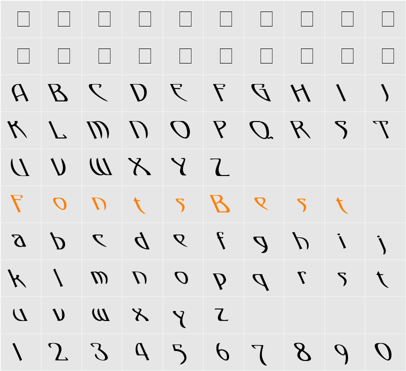 Gismonda Really Leftified Character Map