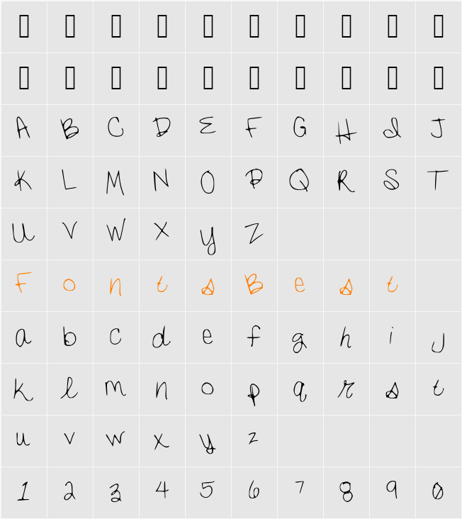 SarasType Character Map