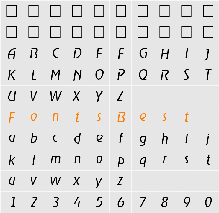 Ragtime-LightIta Character Map
