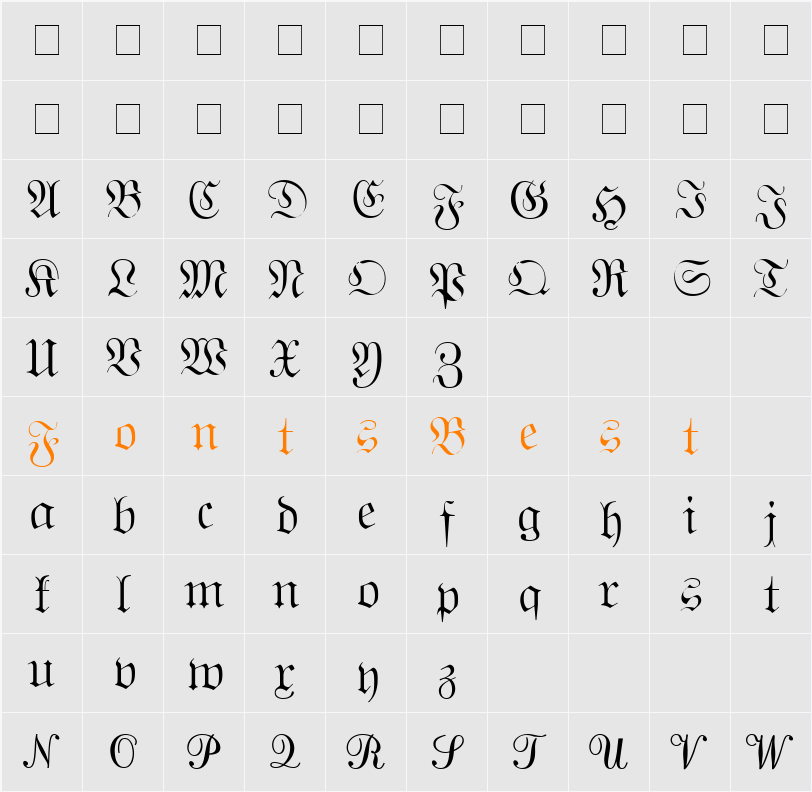 Quanta Pi Six SSi Character Map