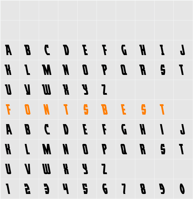 Prowler Leftalic Character Map