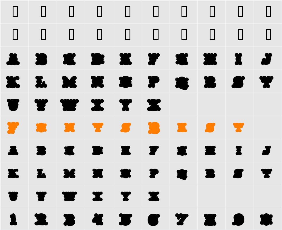 Taqueria Black Fill XL Character Map