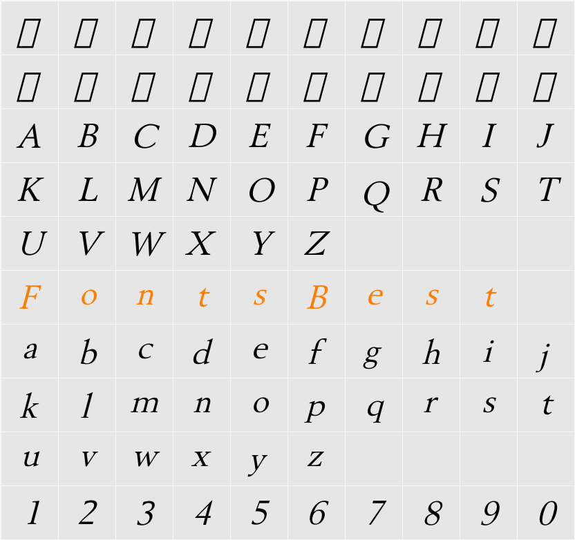 Revive OV italic Character Map