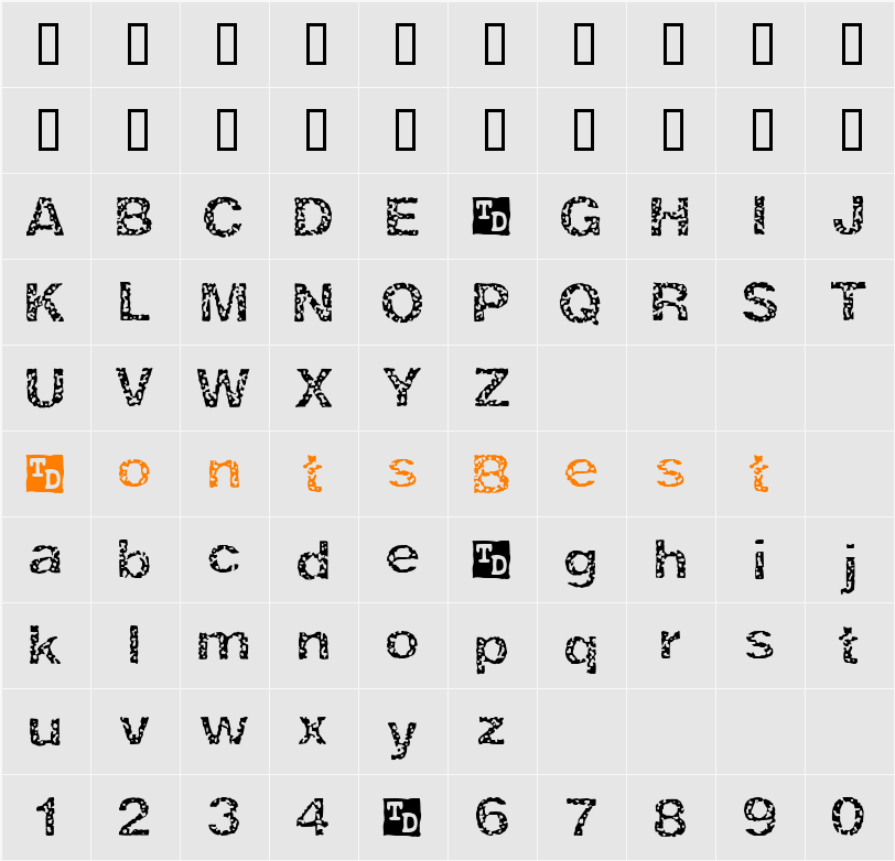 ZRex Character Map