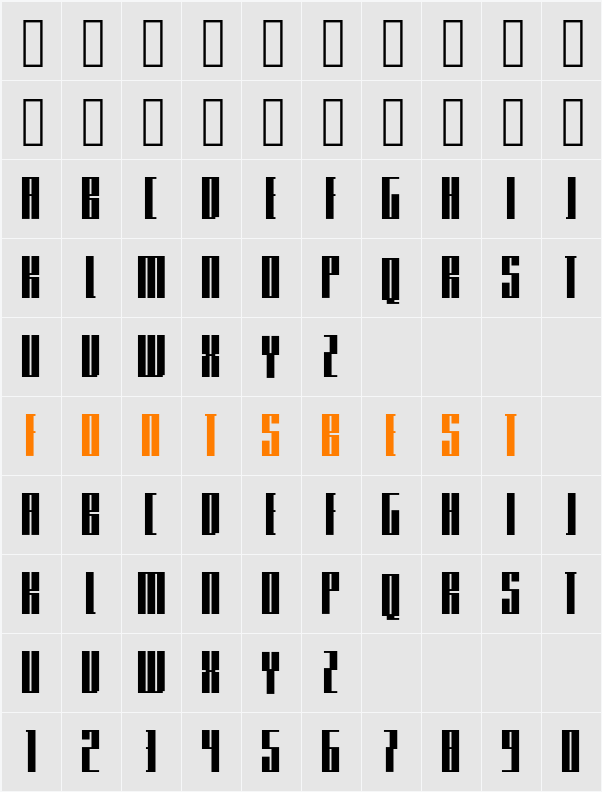 Knifer 400 Character Map