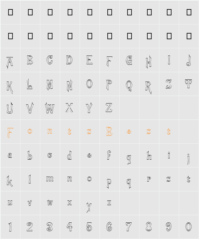 FZ JAZZY 21 HOLLOW Character Map