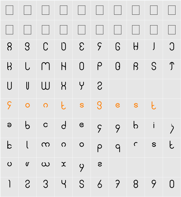simple font Character Map