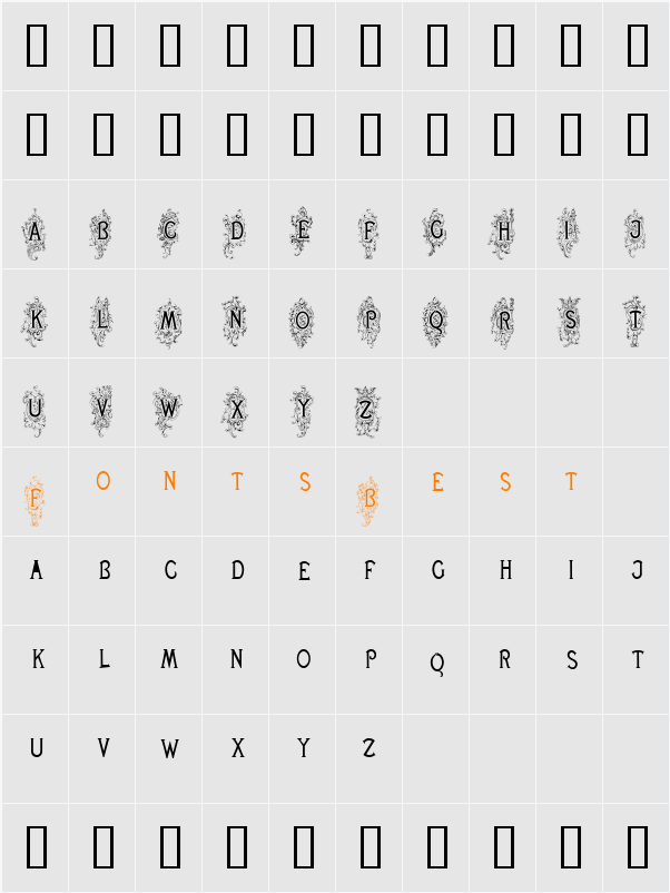 Renaissance Scrolls Character Map