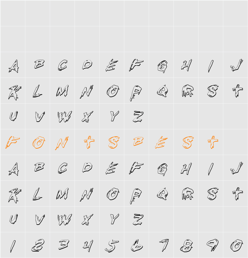 Righteous Kill Outline Italic Character Map