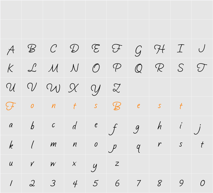 Silver Script Character Map