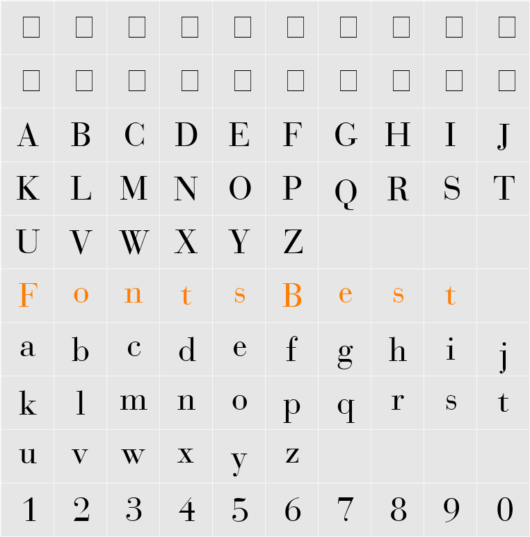 Bodoni Recut Condensed SSi Character Map