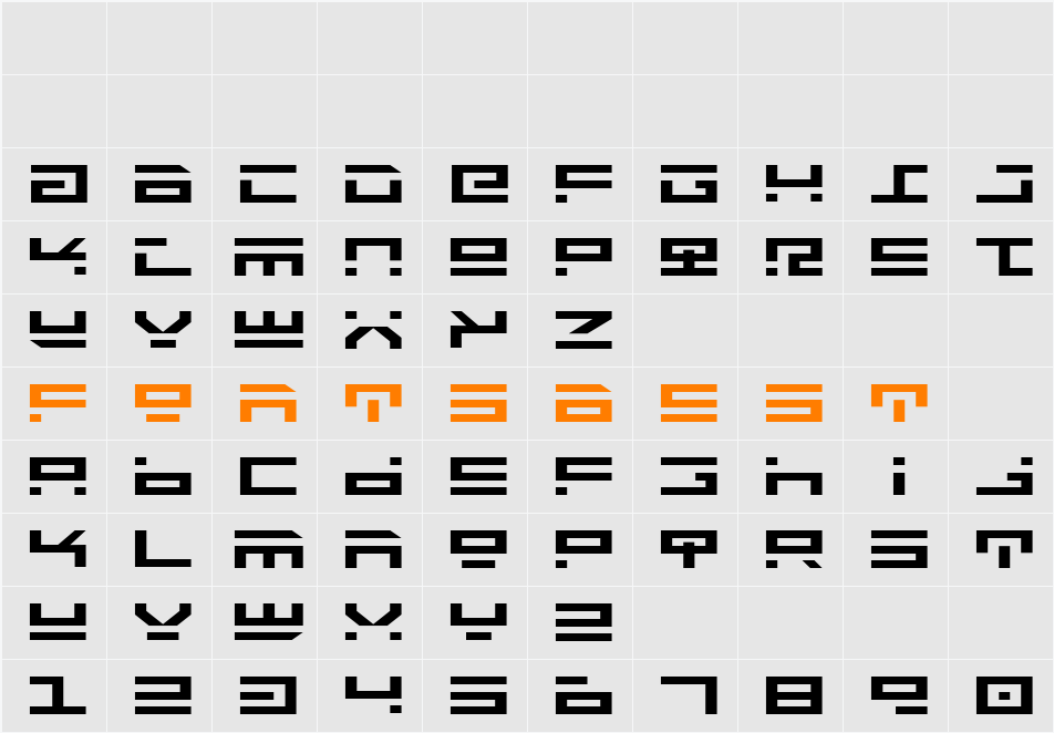 Rocket Type Expanded Character Map