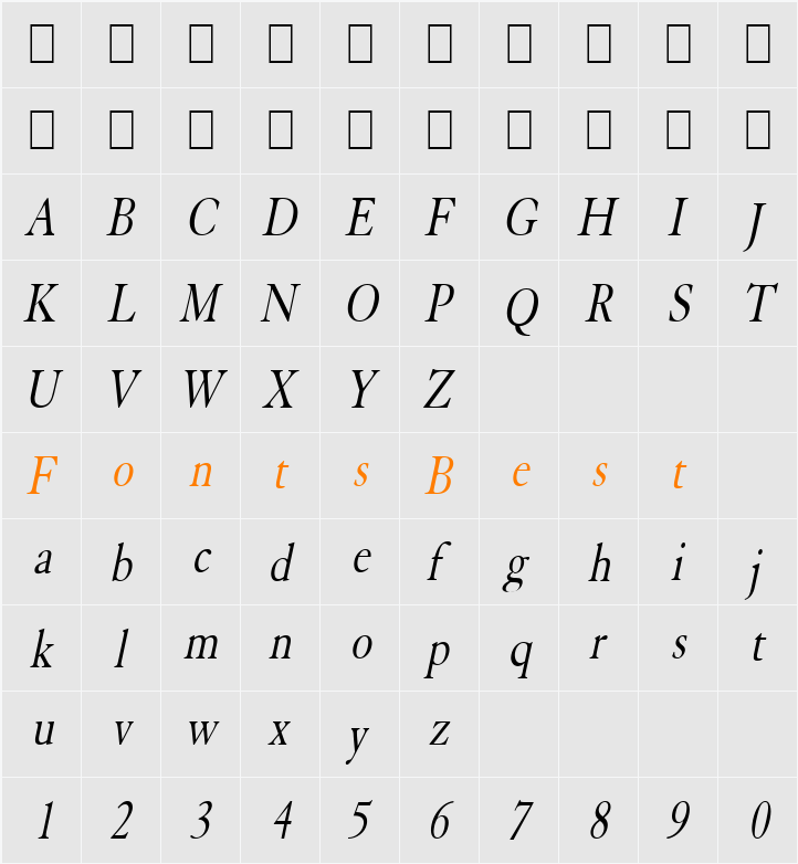 Elephant-Condensed Character Map
