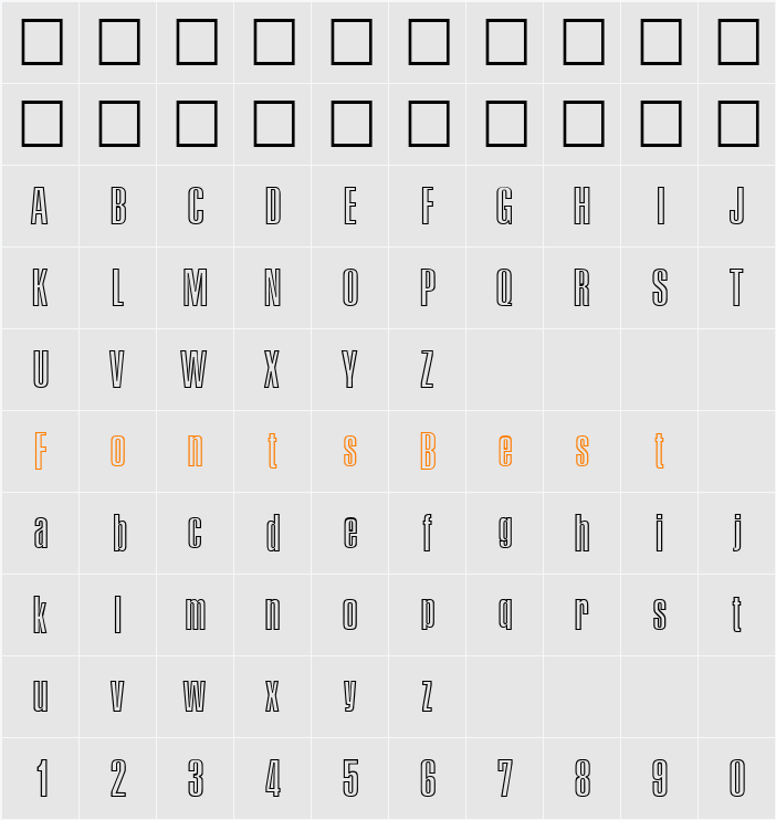 PersistentOutline DB Character Map