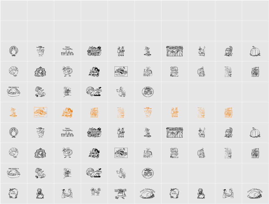 Thanksgiving Day Character Map