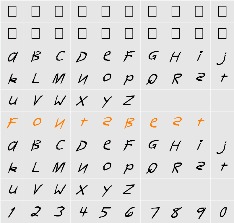 FZ HAND 11 ITALIC Character Map
