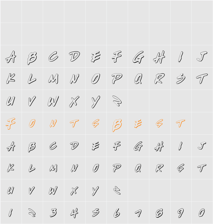 Write Off Outline Character Map