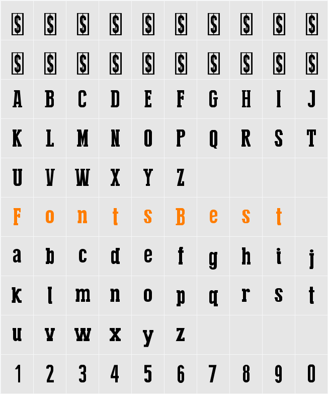 Press Serif Cool Character Map