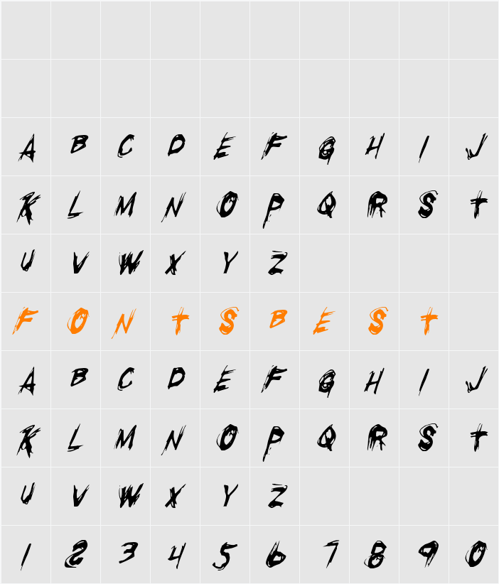 Righteous Kill Condensed Italic Character Map
