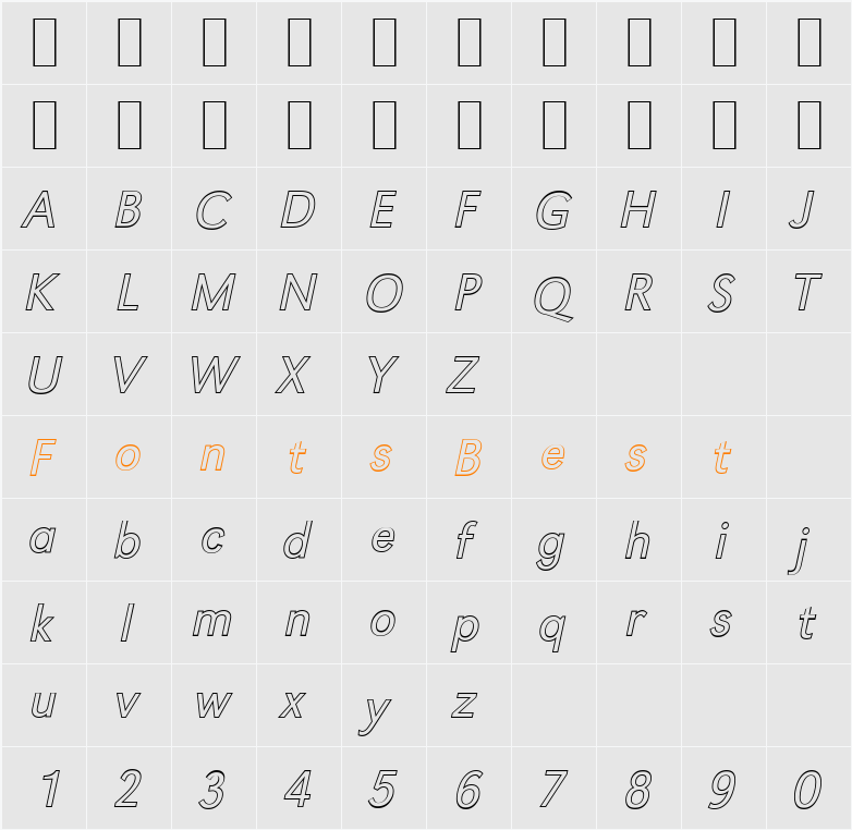 GroteskOu-Light Character Map