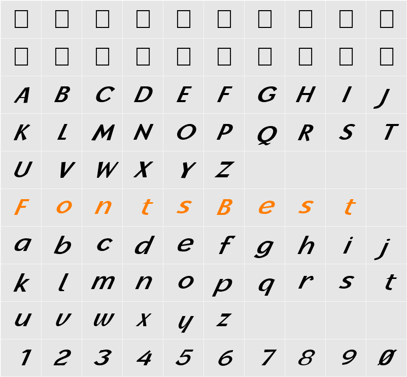 FZ BASIC 14 ITALIC Character Map