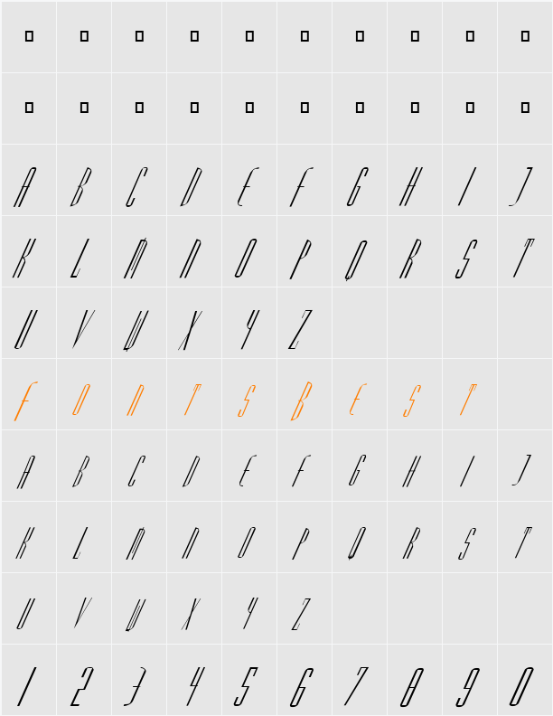 FZ BASIC 38 ITALIC Character Map