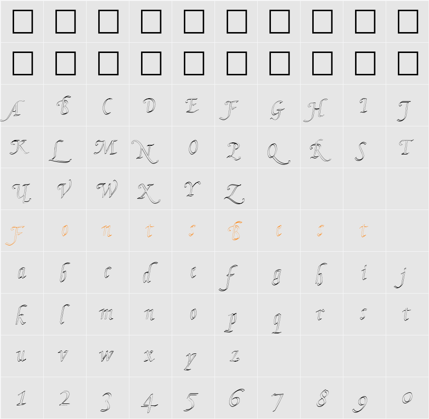 KL HKursive2 OL DB Character Map