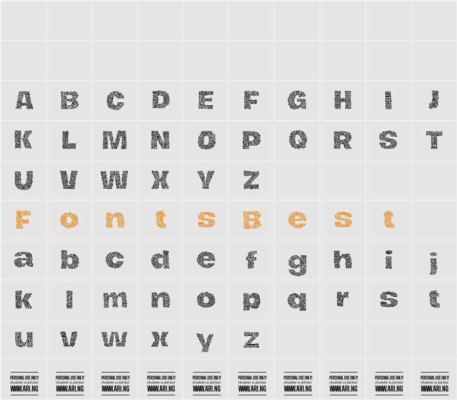 Hierograf Pattern PERSONAL USE Character Map