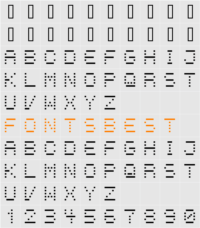 9pxbus Character Map