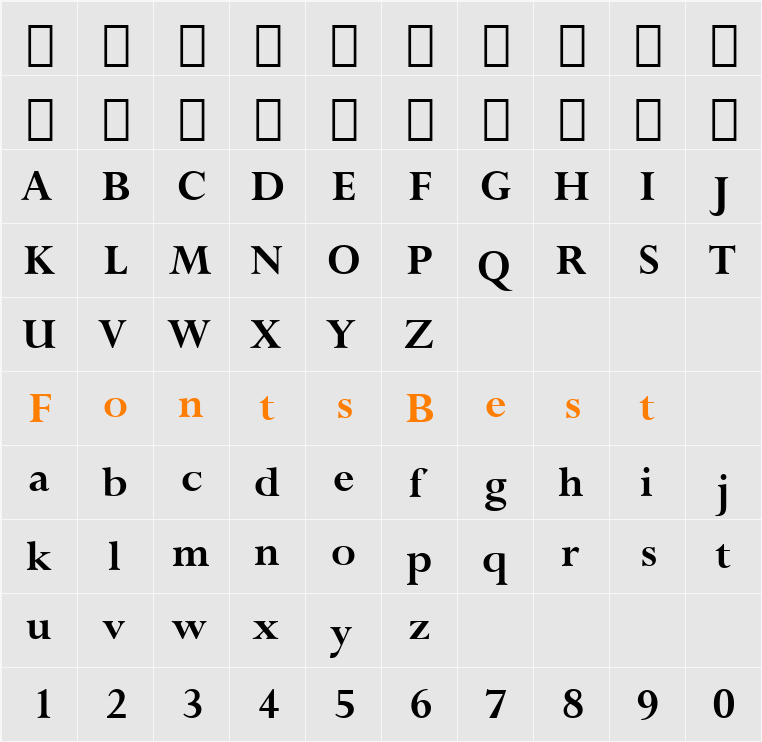Lapidary333 BT Character Map