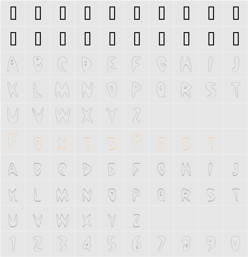 NuWaveCondensedOutline Character Map