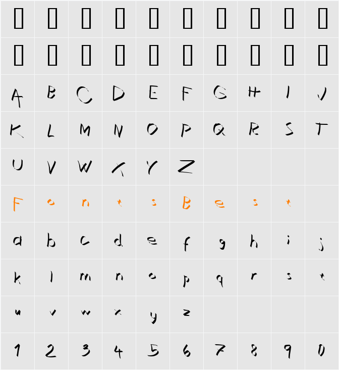 Xaligraphy Character Map