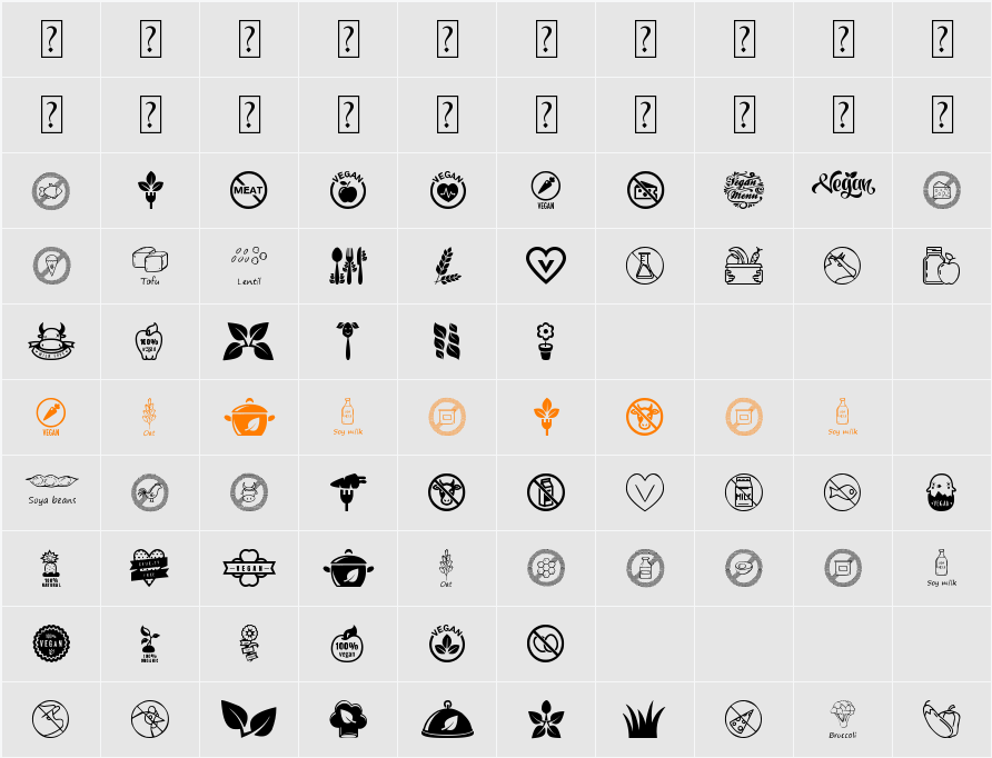 Vegan Icons Character Map