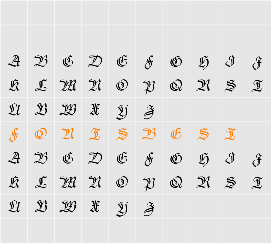 Thannhaeuser Zier Character Map