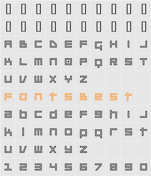 Platinum Beat BTN Outline Character Map