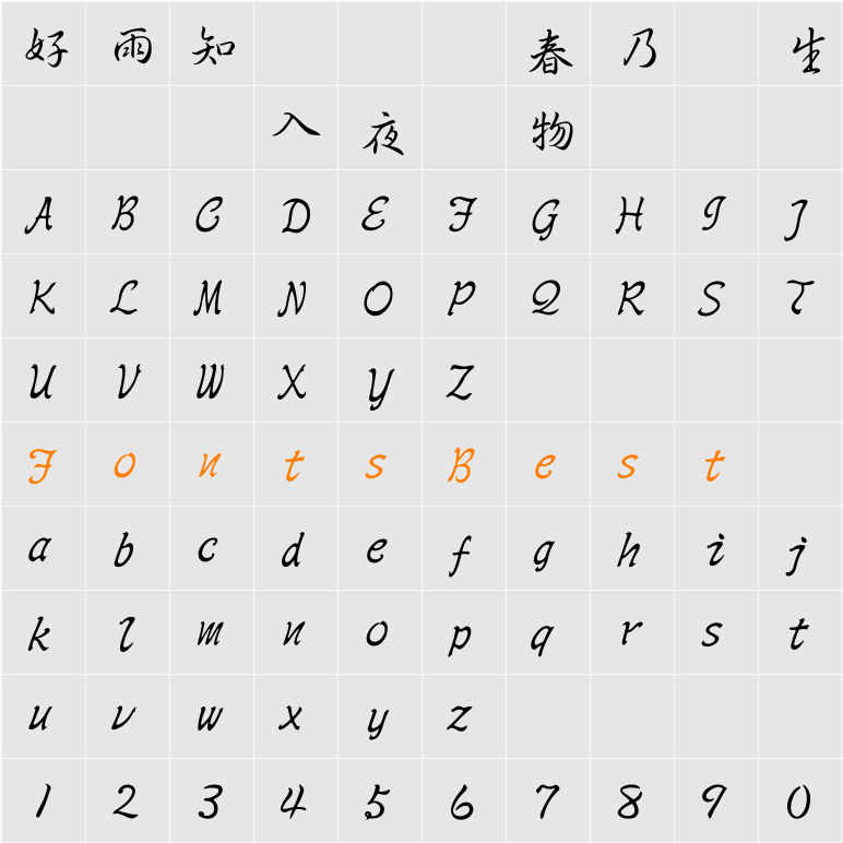 HanWangShinSuMedium Character Map