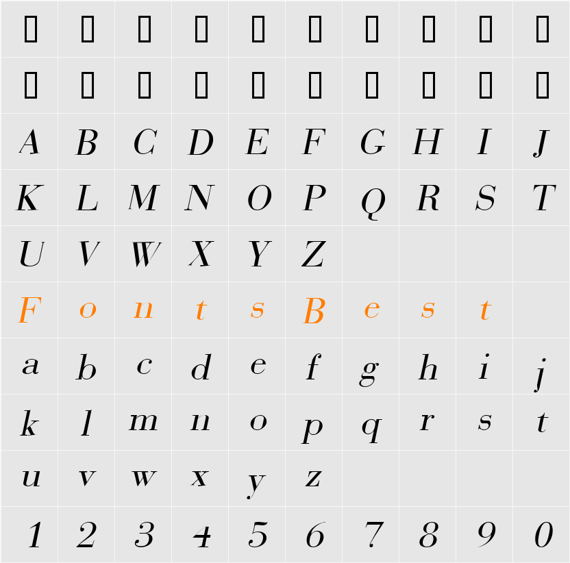 Sweez Character Map