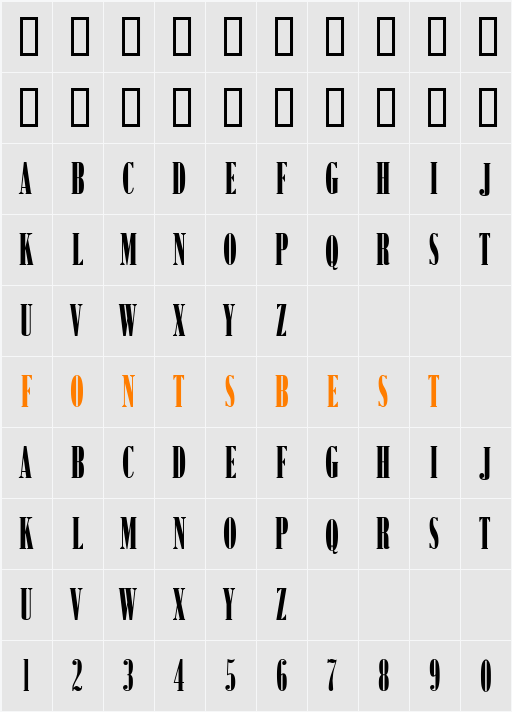 Bodoni-No2-Narrow-Ultra Character Map