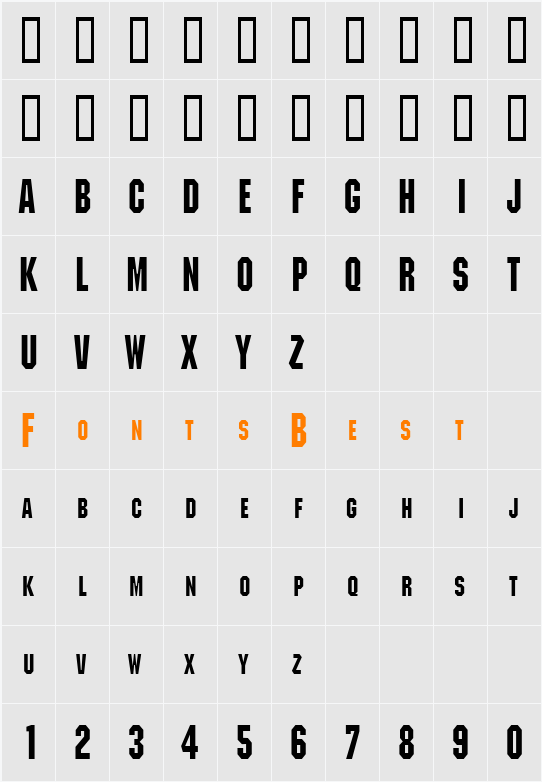 Block Condensed Character Map