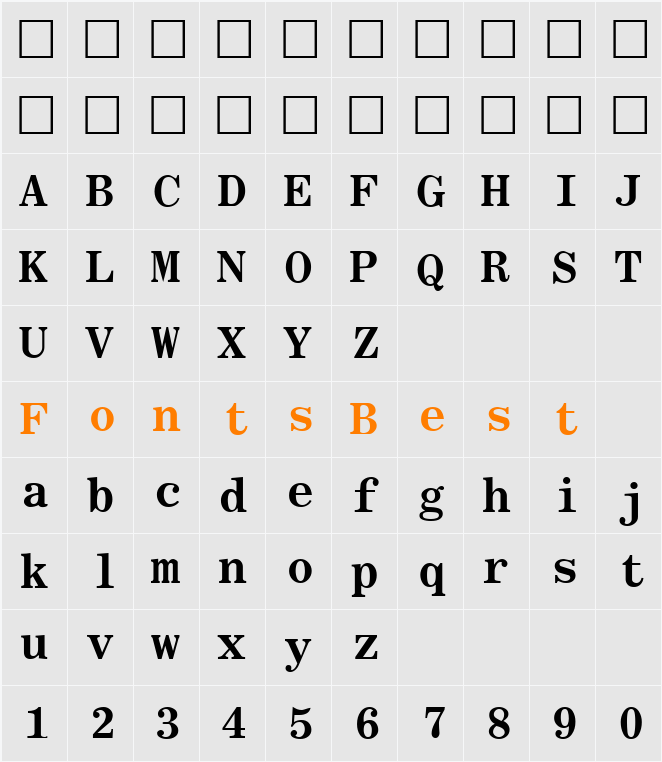 RomanFixed-width Character Map